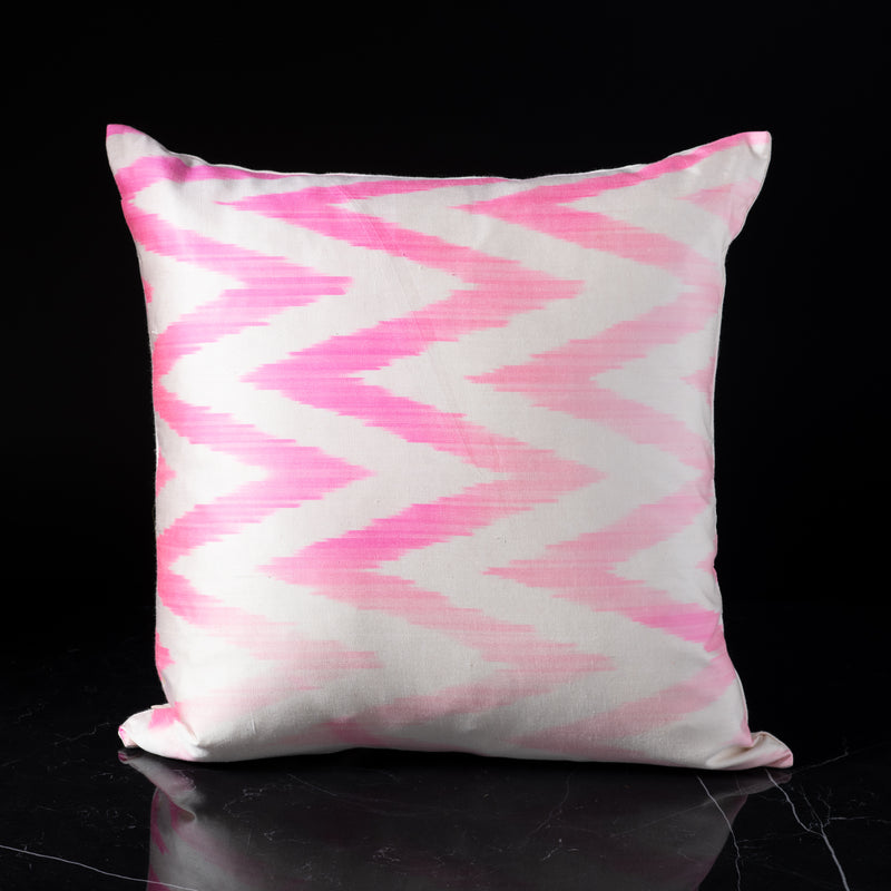 Ikat Silk Pink Chevron Pillow