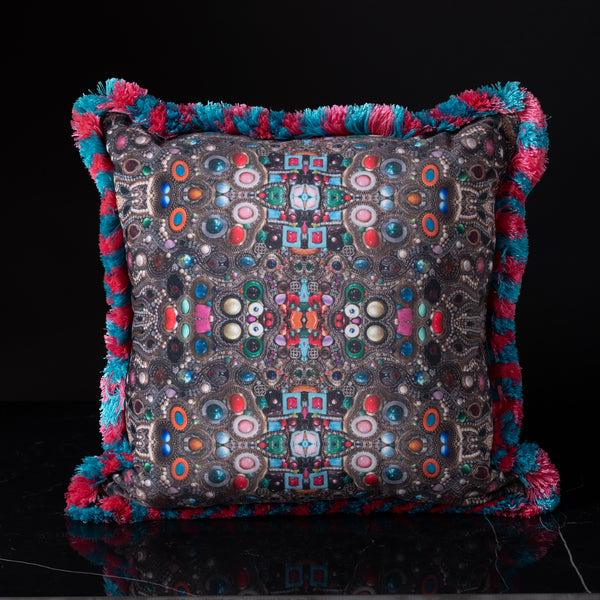 Velvet Jewels with Trim 18x18 Pillow