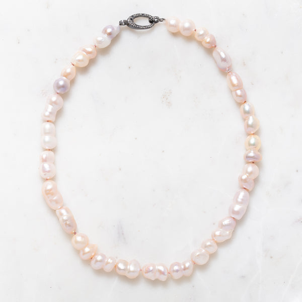 Precious Freshwater Pearl Necklace with Diamond Clasp