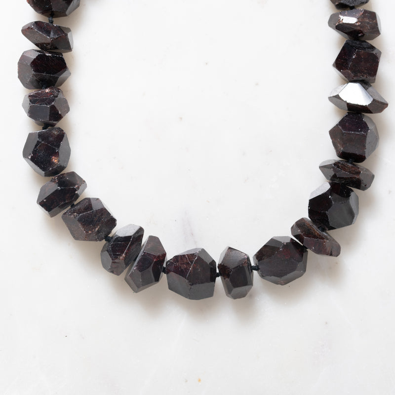Large Garnet Necklace with Silver Clasp