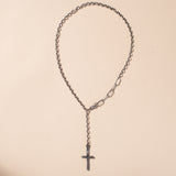 Sterling Silver Rustic Modernist Rosary Necklace