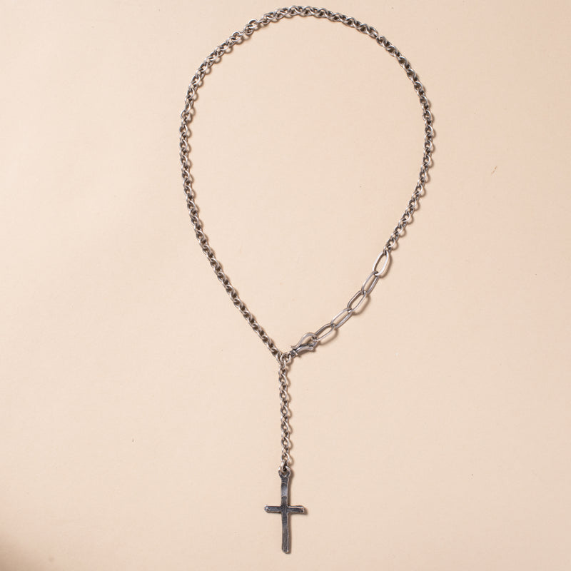 Sterling Silver Rustic Modernist Rosary Necklace