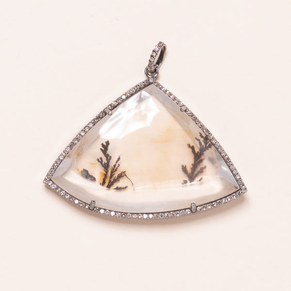 Dendritic Clear Crystal and Diamond Pendant