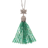 Emerald and Diamond Lotus Tassel Pendant