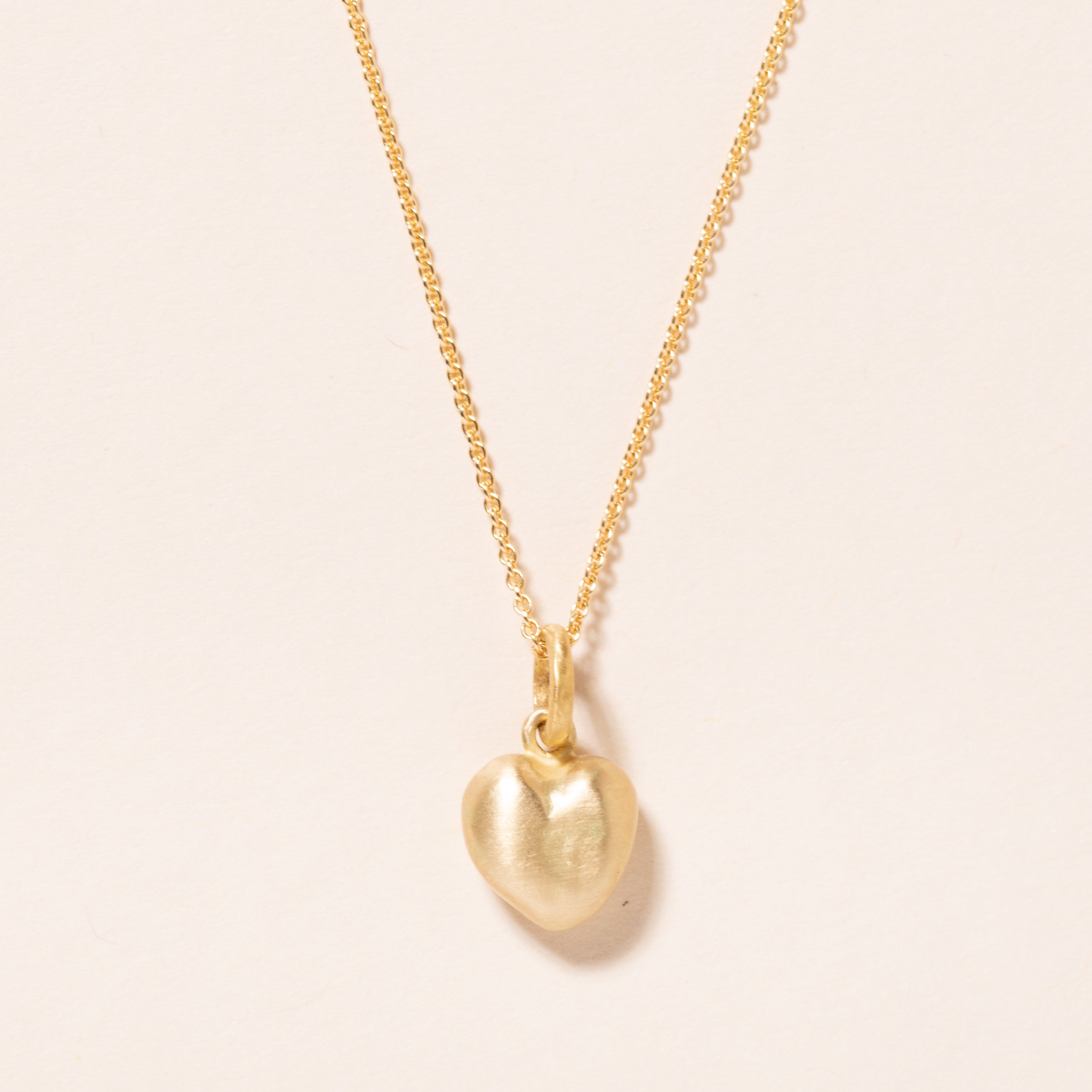 chunky 18k heart necklace artisan made