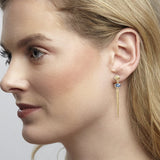Rain Gold Stiletto Earrings with Sapphire