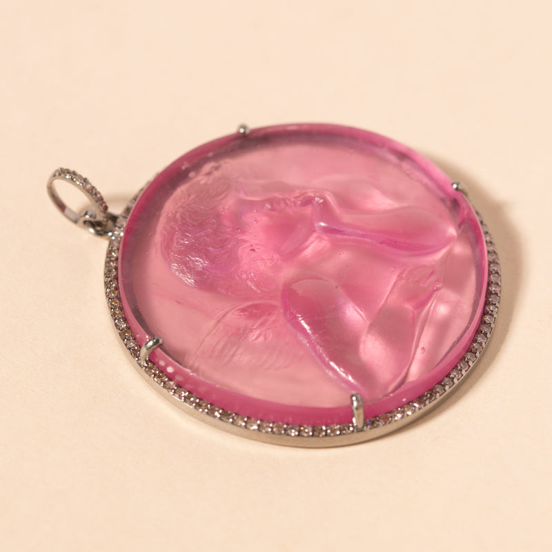 pink murano cherub pendant 