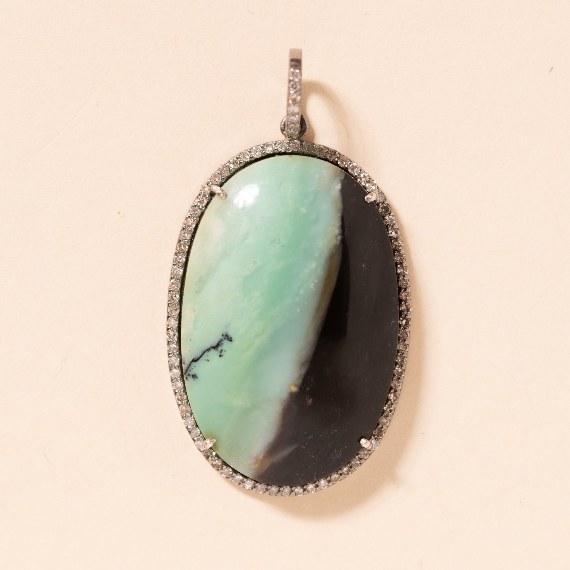 petrified opal cabochon pendant