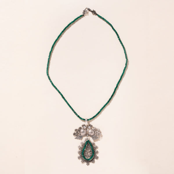green agate silver Oaxacan necklace