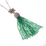 Emerald and Diamond Lotus Tassel Pendant