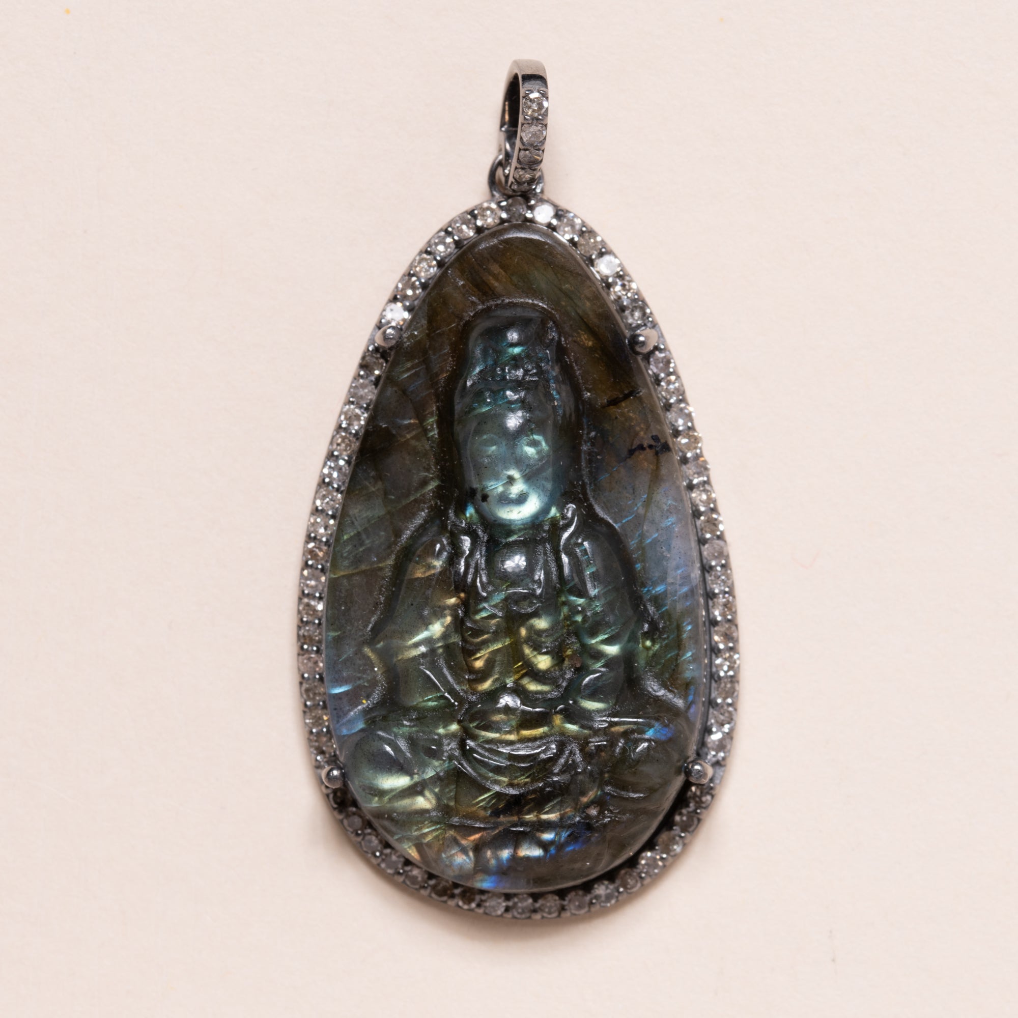 Labradorite Buddha Pendant Bloom by Anuschka