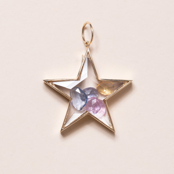 multi colored sapphires in star pendant 