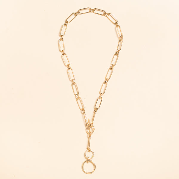 hollow gold adjustable chain link necklace