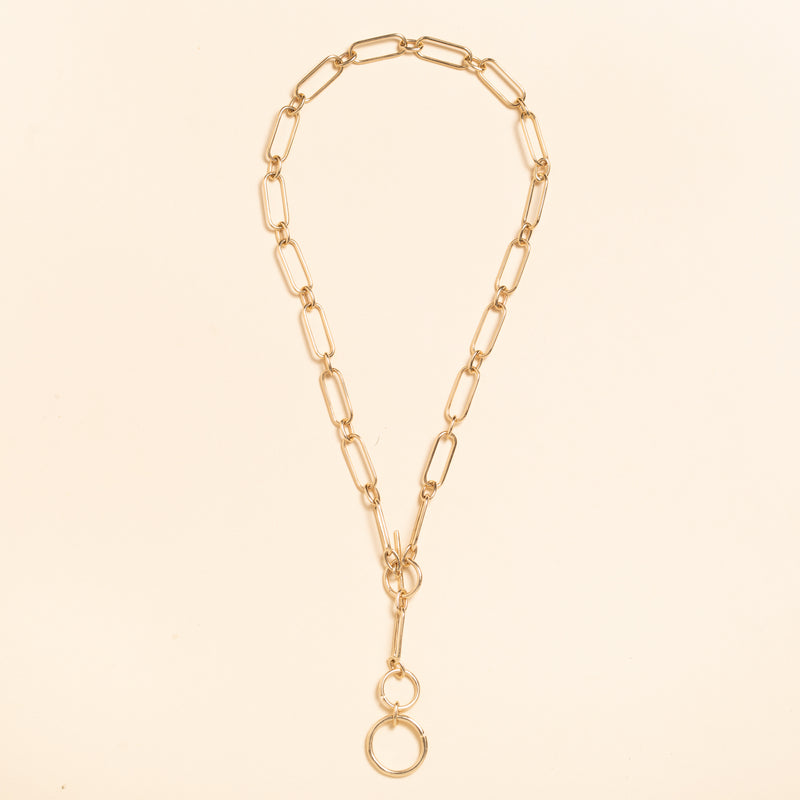 hollow gold adjustable chain link necklace