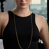 Vertigo Gold Single Strand Long Necklace