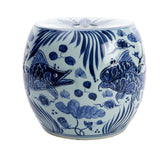 B&W Carved Fish Drum Stool