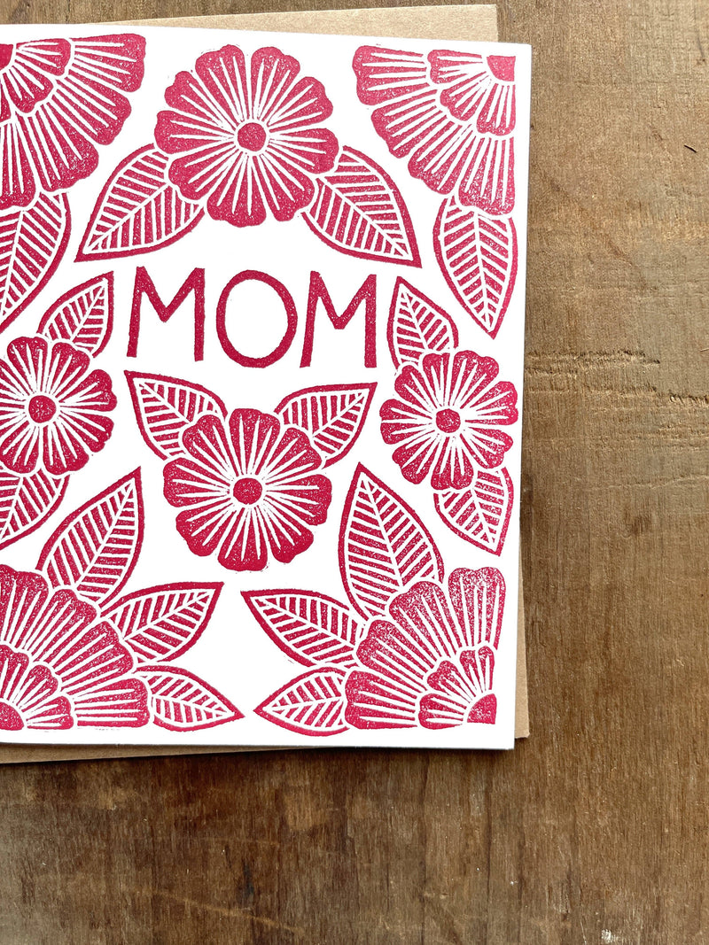 "Mom" Block Printed Greeting Cards, GR42