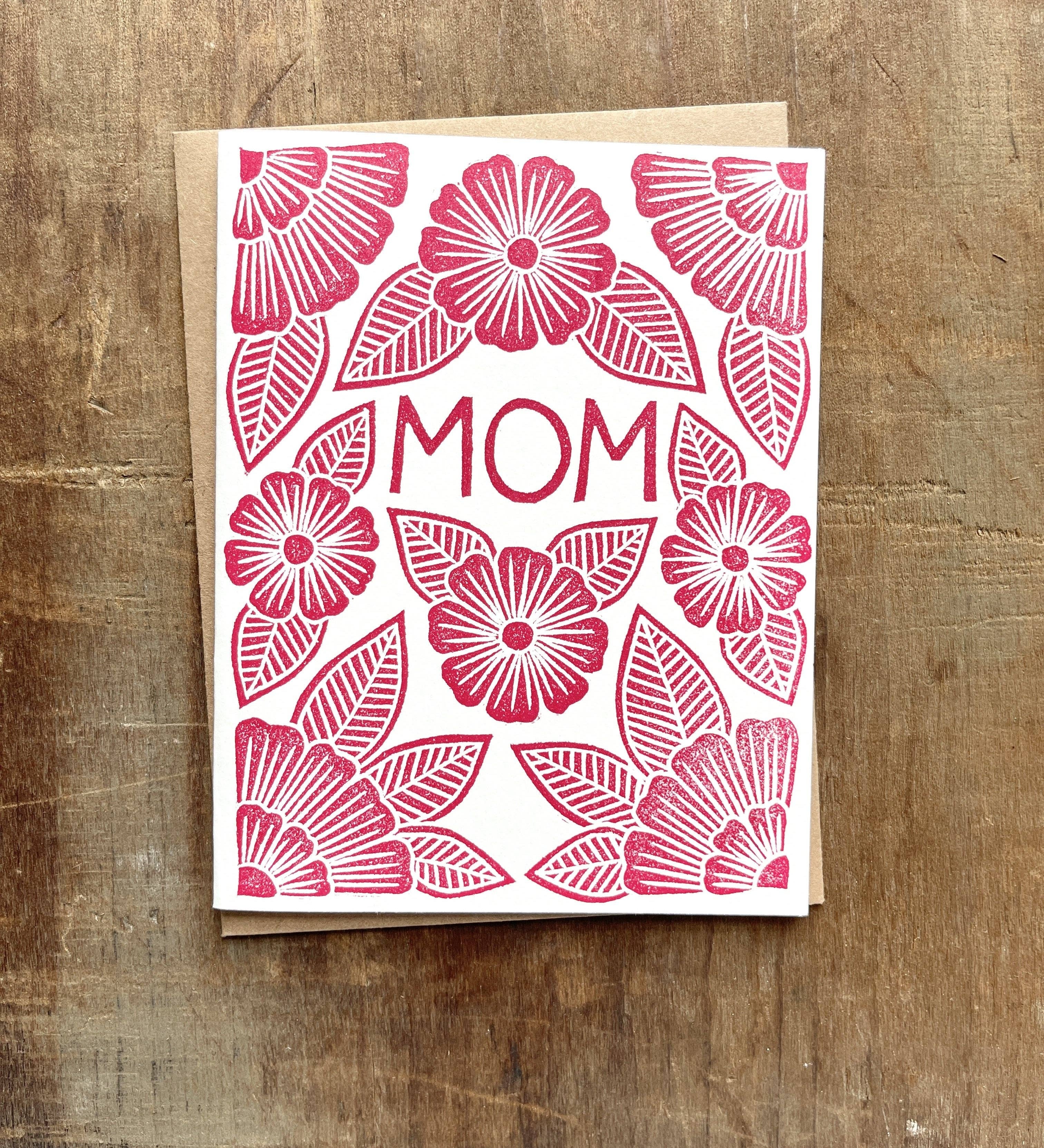 "Mom" Block Printed Greeting Cards, GR42