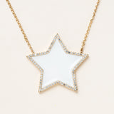 White Enamel Gold Star Necklace