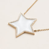 White Enamel Gold Star Necklace
