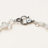 Small Crystal Drop Necklace with Silver & Enamel & Diamond Clasp