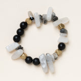 Rutilated Quartz, African Brass, and Quartz Points Bloom Bracelet