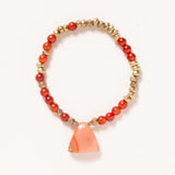 Brass Rondells, Carnelian Beads & Pendant