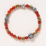 Brass Rondells, Carnelian Beads & Nepalese Silver Beads