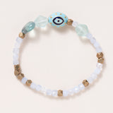 Brass, Lace Agate, Fluorite & Enamel Evil Eye Bead