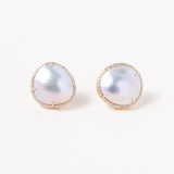 Mabe Pearls, Pave Diamonds & 14k Gold Studs