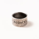 Bold Fortune Sterling Silver Ring - Latin Proverb