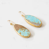 Spider Mountain Turquoise Earrings Set in 22k Gold