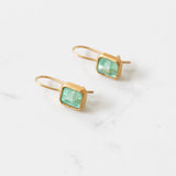 Colombian Emerald Square Earrings Set in 22k Gold