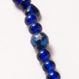 African Glass Beads, Enamel & Diamond Beads, Pave Diamond & Sapphire Bead, Sapphire /Silver Elephant Clasp with Carved Afghan Lapis Necklace