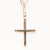 Bronze Ethiopian Cross with Elongated 18K Gold Plated Chain Over Brass