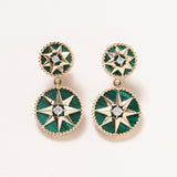 Malachite & 18k Gold Compass Earrings