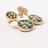 Malachite & 18k Gold Compass Earrings
