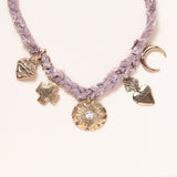 Fabric Multi Pendant Necklace Made of Bronze