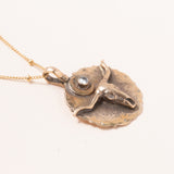 18K Gold Filled Satellite Chain with Bronze Long Horn Pendant