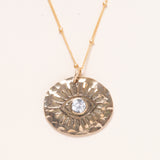 18K Gold Filled Satellite Chain with Bronze Evil Eye Pendant