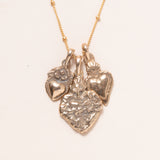 18K Gold Filled Satellite Chain with Bronze 3 Mini Hearts