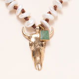 Long Horn Pearl Necklace with Turquoise
