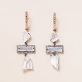Moonstone, Pave Diamonds, Silver & 14K Gold Earrings