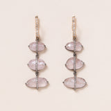 Morganite, Pave Diamonds, 14K Gold & Silver Earrings