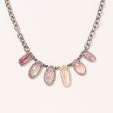 Natural Tourmaline, 14K Gold, Silver & Pave Diamond Necklace with Pave Diamond Clasp