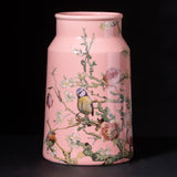 Vase Churn Forest Birds Pink