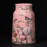 Vase Churn Forest Birds Pink