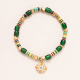 African Glass, Brass & Vinyl with Silver & Gold plated and tiny Blue Sapphire Pendant