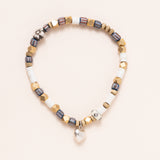 African Brass/Vinyl/Glass, Silver/Enamel/Diamond Rondell, Tibetan Silver and Silver Mexican Heart Pendant