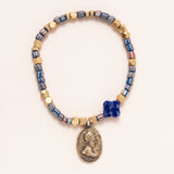 African Brass/Glass, Lapis & Brass Pendant